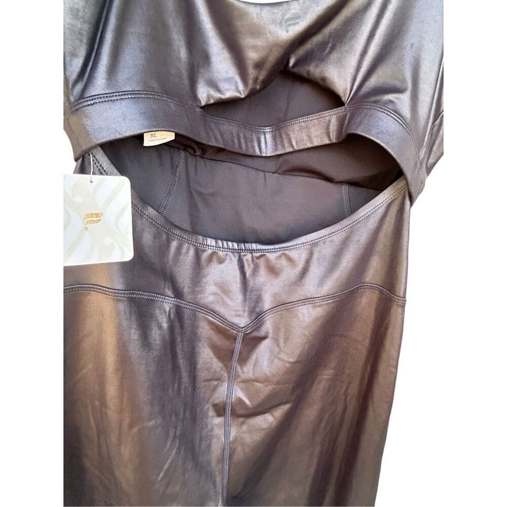 NWT Fabletics K Khardashian Coated Black One Piece Jumpsuit XL cut out back - Picture 7 of 14